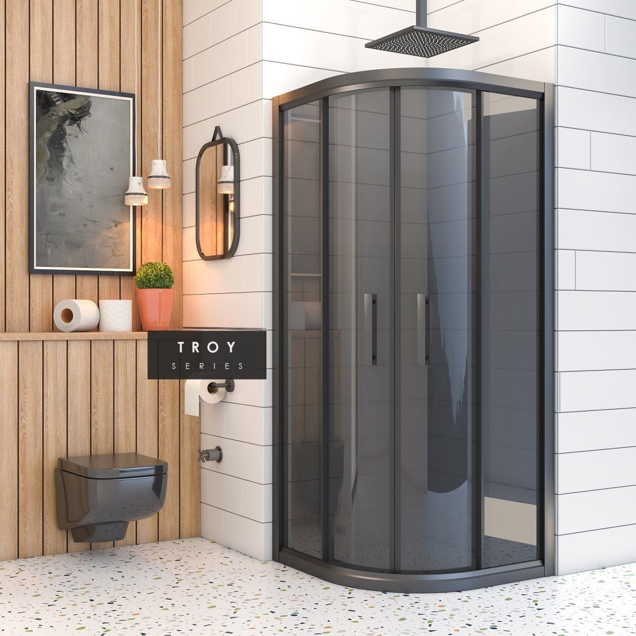 Troy Füme Cam Oval Duşakabin 100*150 H190