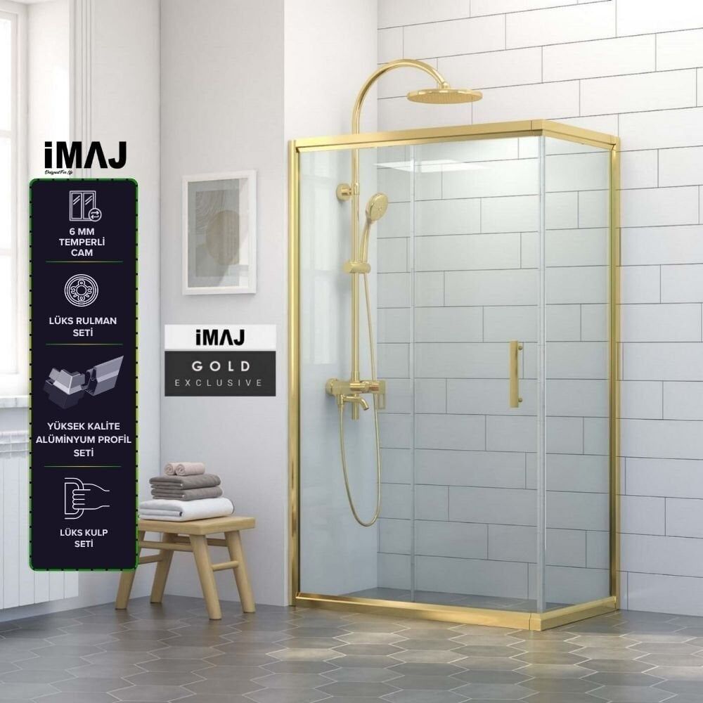 İmaj Gold Sabit Panelli Dikdörtgen Duşakabin