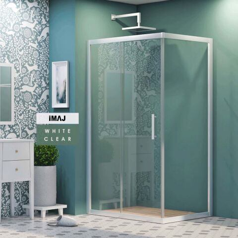 İmaj White Clear Sabit Panelli Dikdörtgen Duş Kabin 100*150 H190 - H: 200 cm