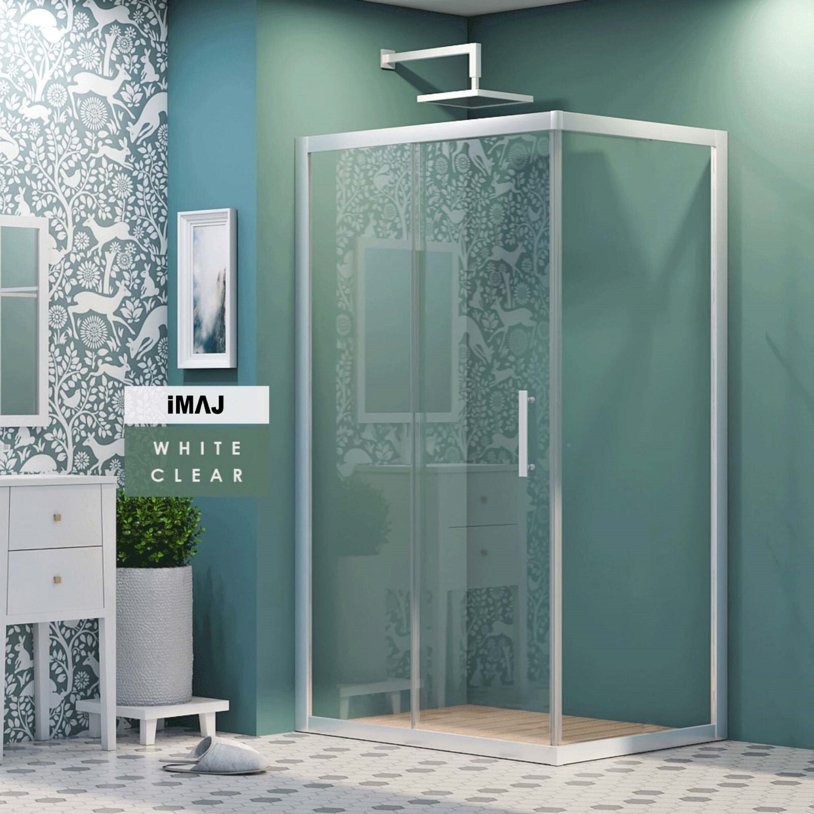 İmaj White Clear Sabit Panelli Dikdörtgen Duş Kabin 70*130 H190 - H: 200 cm