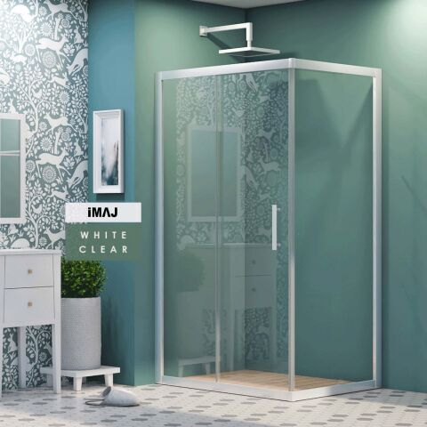 İmaj White Clear Sabit Panelli Dikdörtgen Duş Kabin 70*130 H190 - H: 200 cm
