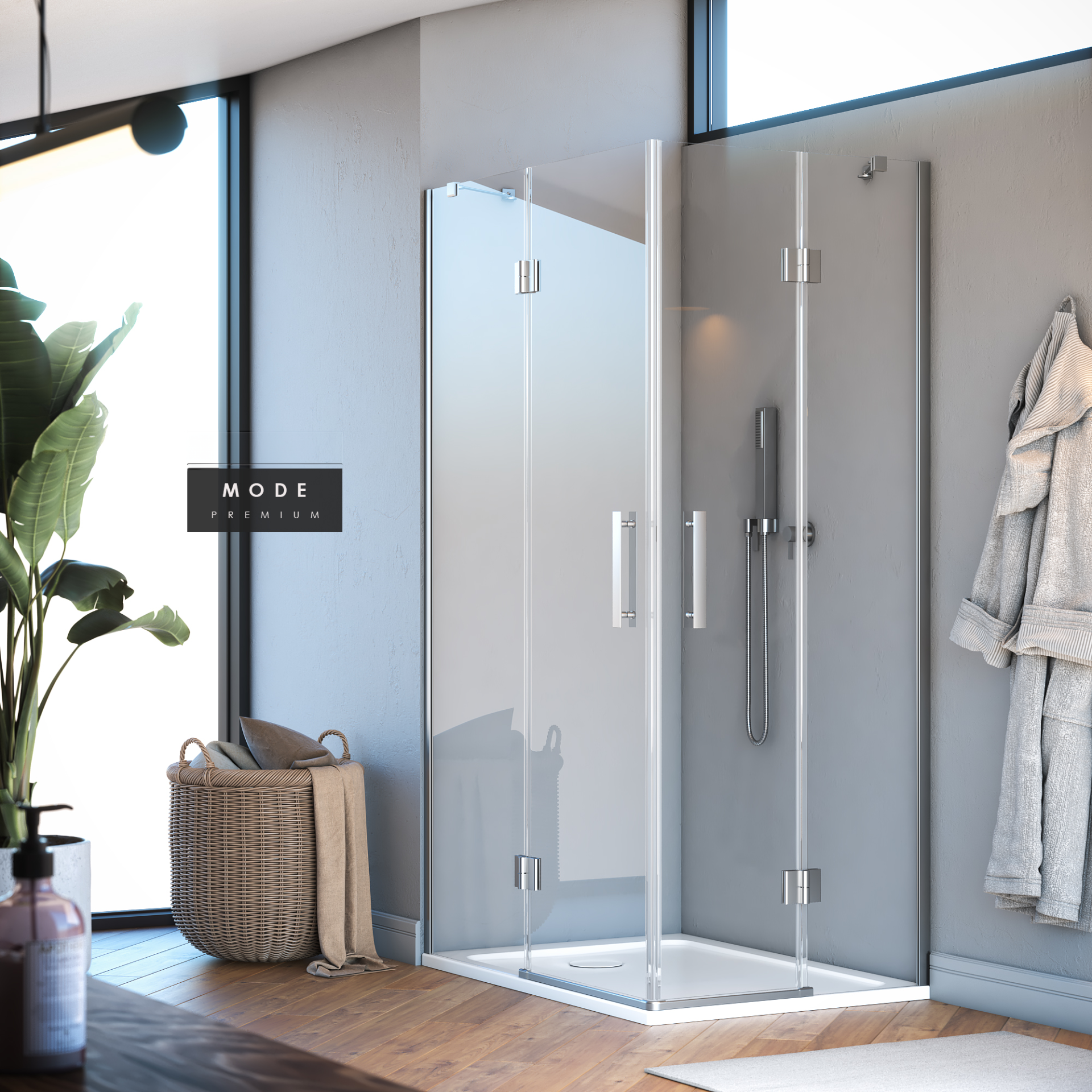 Mode Premium Menteşeli Sistem 2 Sabit 2 Çalışır Dikdörtgen Duşakabin 100*130 H195