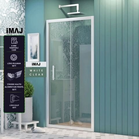 İmaj White Clear İki Duvar Arası 1 Sabit 1 Sürgü Duşakabin