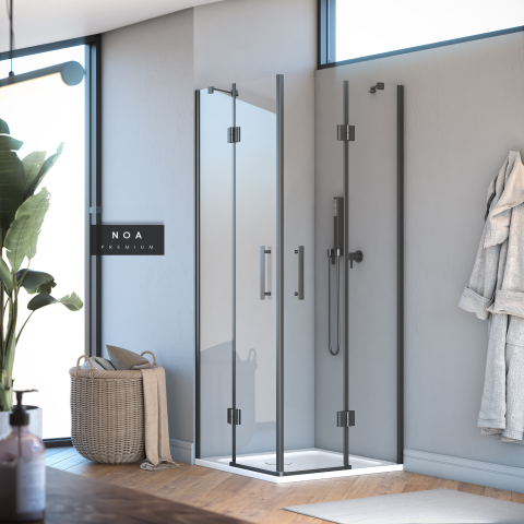 Noa Premium  Menteşeli Sistem 2 Sabit 2 Çalışır Kare Duşakabin 100*100 H195