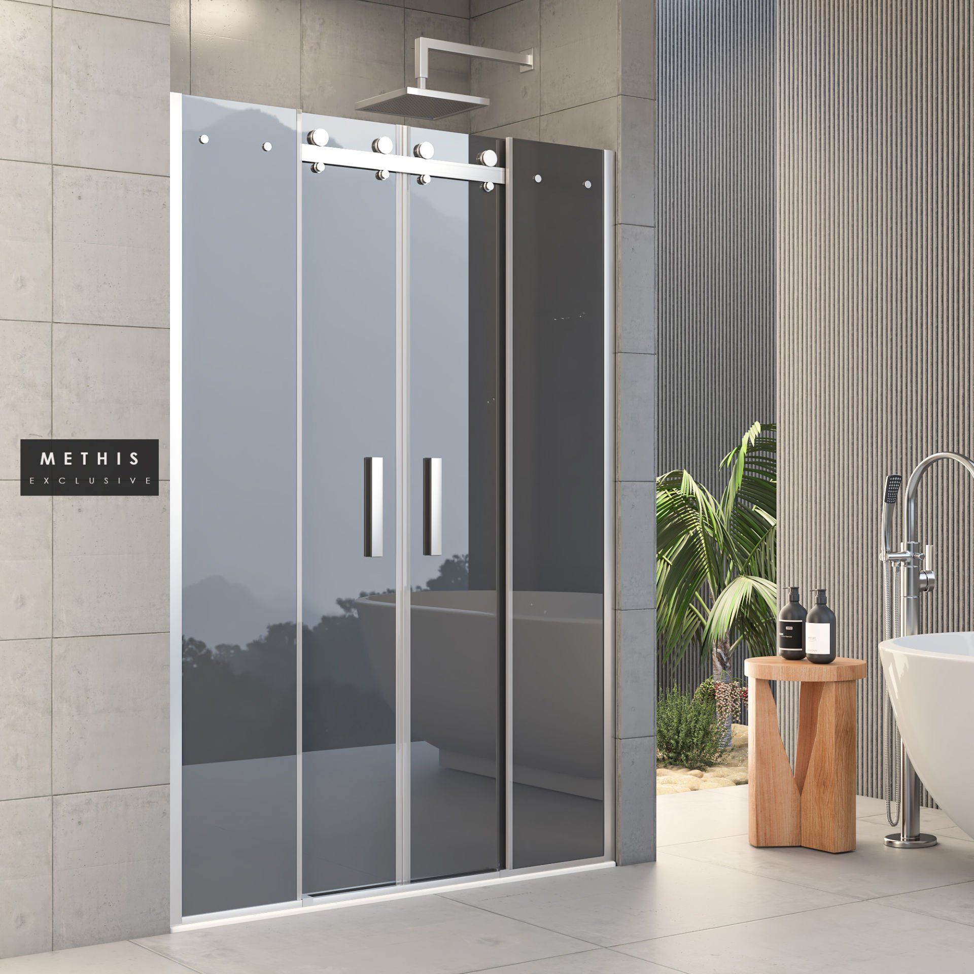 Pro Methis  Orta Açılır 2 Sabit 2 Sürgü Duşakabin 172