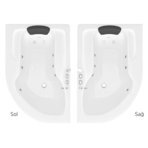 Tera Asimetrik Oval Jakuzi 100x150 h:55 Hidromasaj Standart Sistem