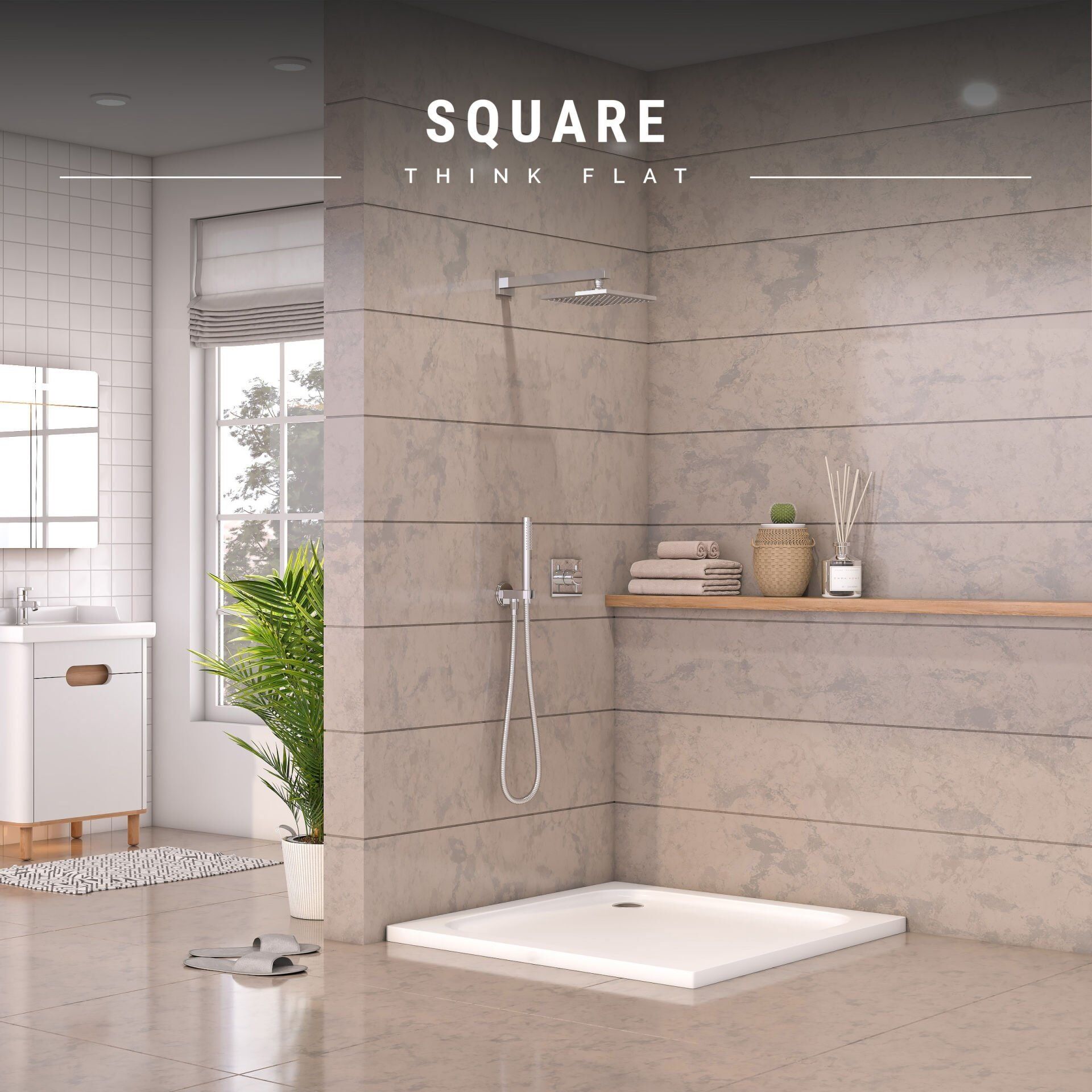 Süper İnce Kare Flat Duş Teknesi H:3.2 100*100