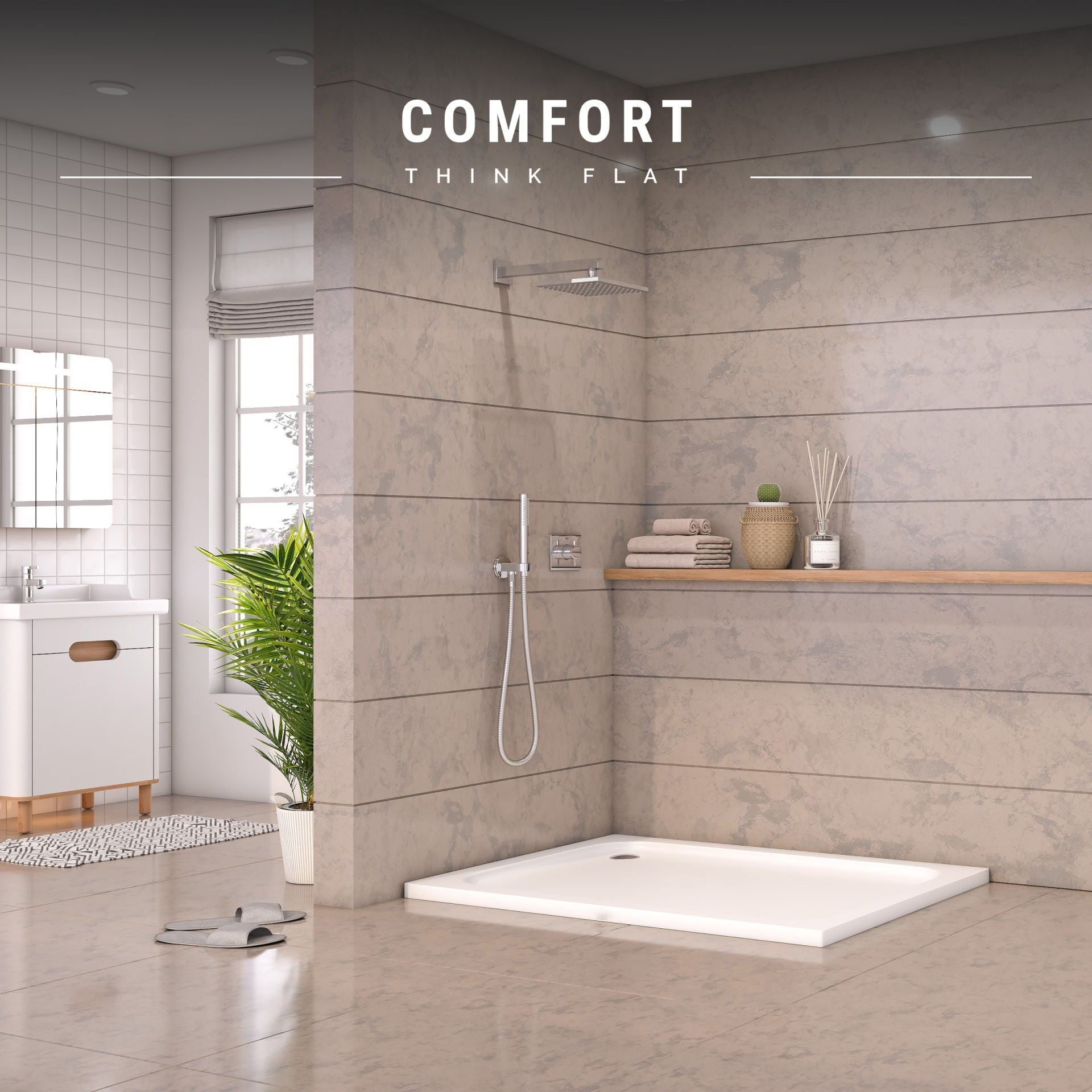 Süper İnce Dikdörtgen Flat Duş Teknesi H:3.2 80*160