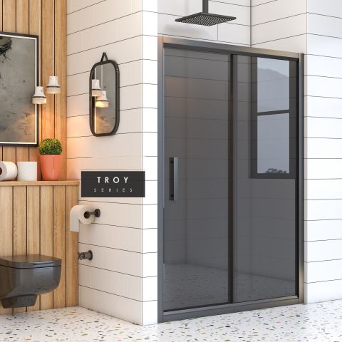 Troy Füme Cam İki Duvar Arası 1 Sabit 1 Sürgü Duşakabin 150 - H: 200 cm