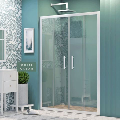 İmaj White Clear Orta Açılır 2 Sabit 2 Sürgü Duşakabin 160 - H:190 cm