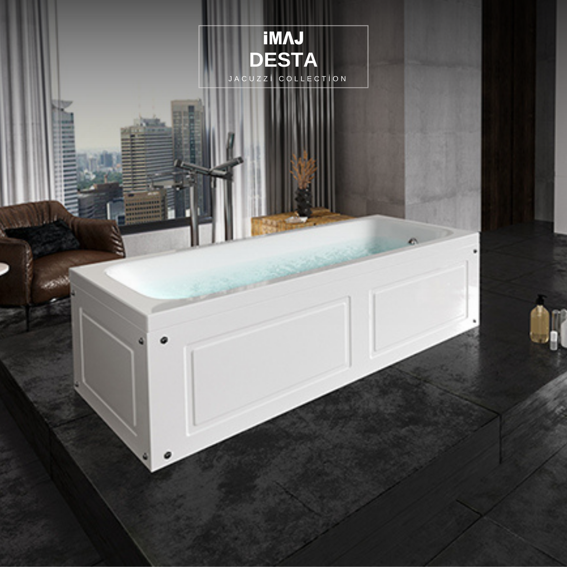 Desta Dikdörtgen Jakuz h:55 Hidromasaj Full Sistem - 90*180