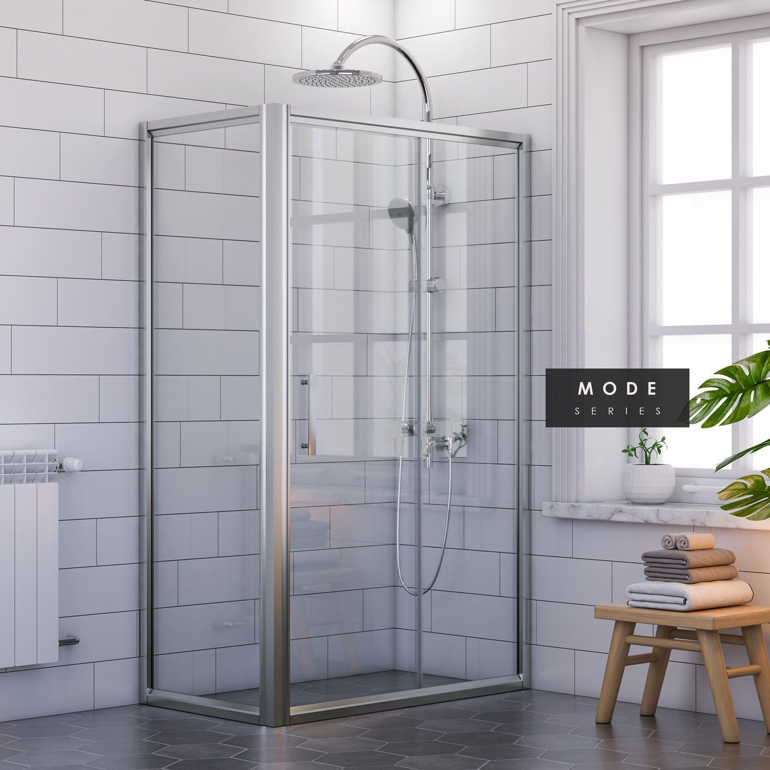 Mode Sabit Paneli Dikdörtgen Duşakabin 90*100 H190 - H: 200 cm
