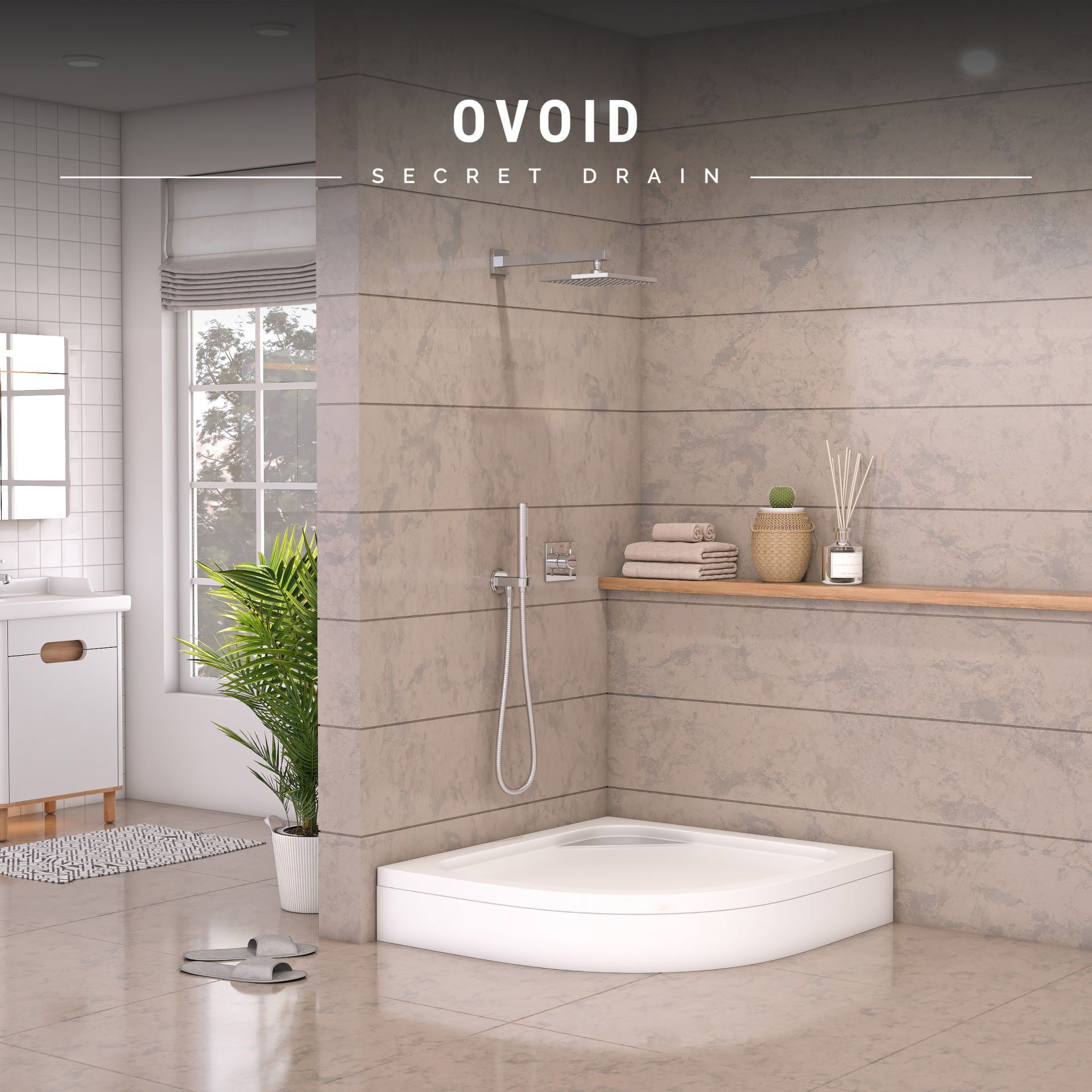 Gizli Giderli Oval Panelli Duş Teknesi H:17 90*90