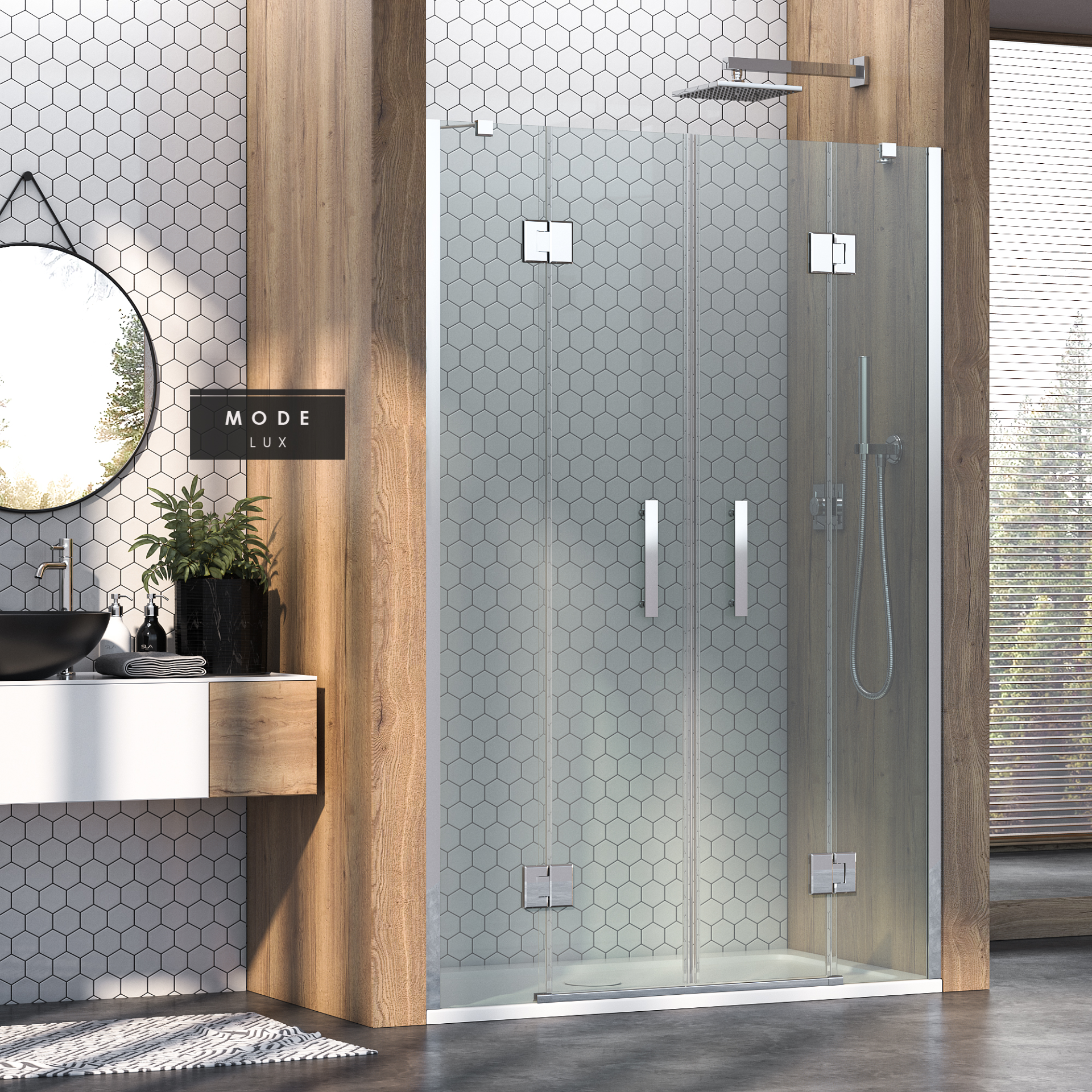 Mode Lüx Menteşeli İki Duvar Arası 2 Sabit  2 Açılır Duşakabin 199 H195