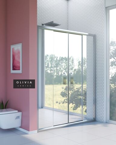 Olivia Reflekte Cam Orta Açılır 2 Sabit 2 Açılır Duşakabin 161 - H:190 cm