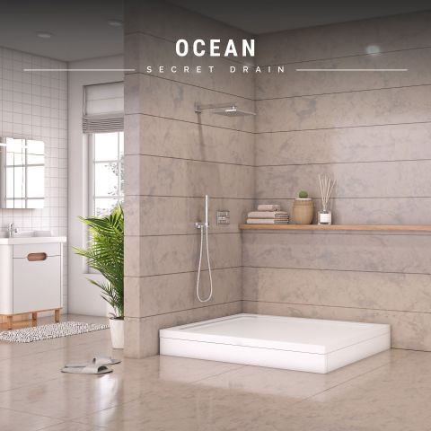 Gizli Giderli Panelli Dikdörtgen Duş Teknesi H:17 90*150