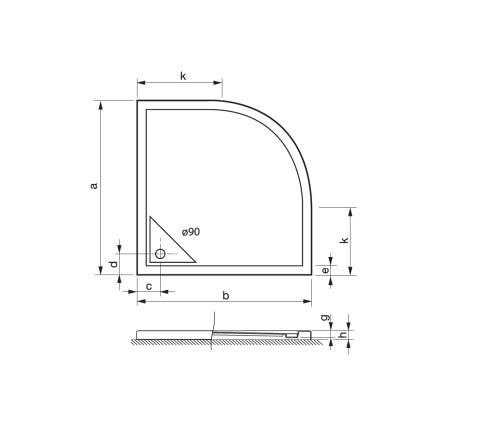 Gizli Giderli Oval Flat Duş Teknesi H:6 90*90