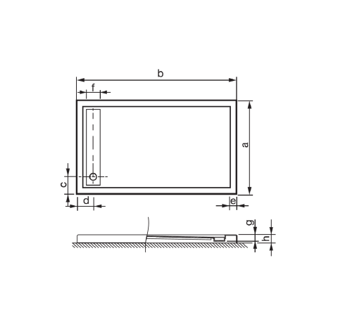 Gizli Giderli  Dikdörtgen Flat Duş Teknesi H:6 80*170