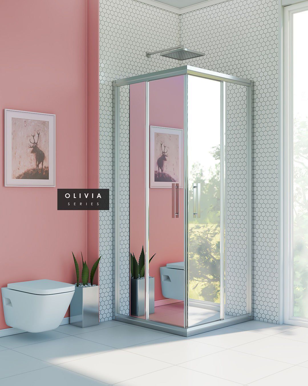 Olivia Reflekte Cam Kare Duşakabin 120*120 H190 - H: 200 cm