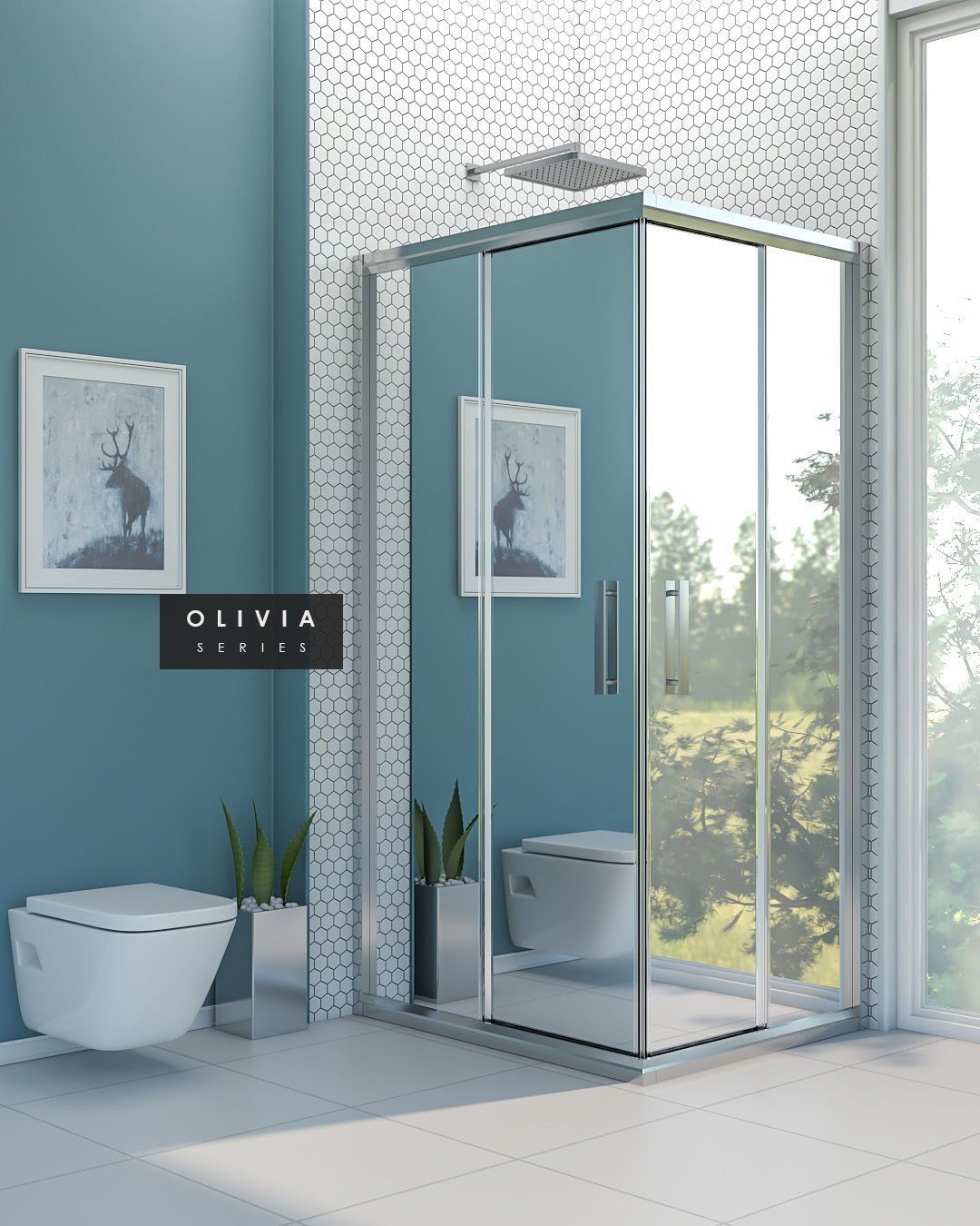 Olivia Reflekte Cam Dikdörtgen Duşakabin 100*130 H190 - H:190 cm