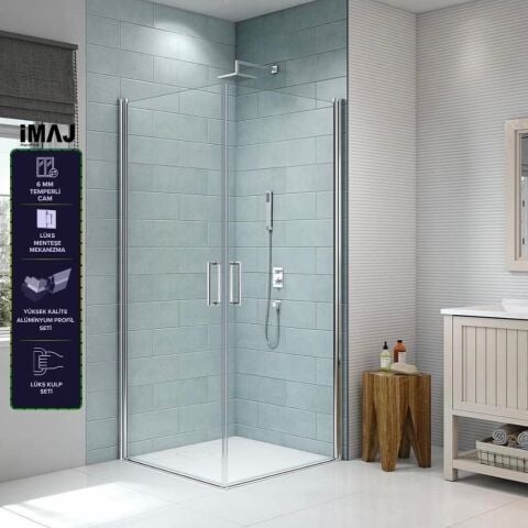 Mode Premium Boy Menteşeli Sistem Köşe 2 Açılır Duşakabin