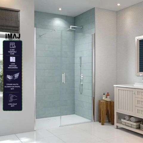 Mode Premium Boy Menteşeli Sistem Düz 1 Sabit 1 Açılır Duşakabin