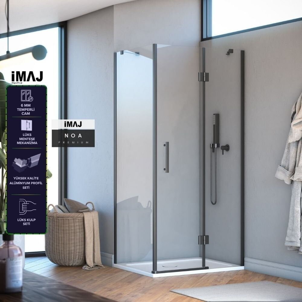Noa Premium  Menteşeli Sistem 2 Sabit 1 Çalışır Yan Panelli Duşakabin