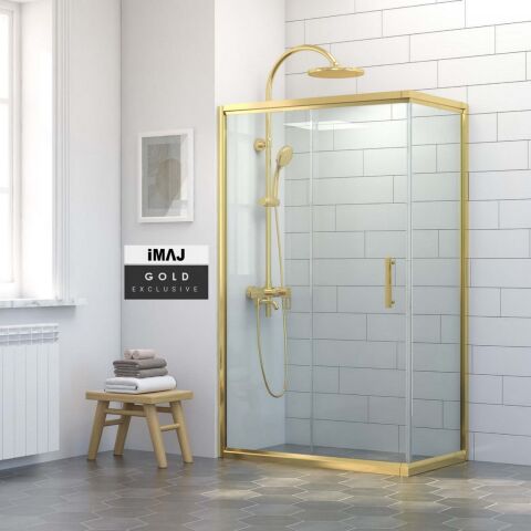 İmaj Gold Sabit Panelli Dikdörtgen Duşakabin 70*130 H190 - H: 200 cm