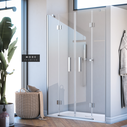 Mode Premium Menteşeli Sistem İki Duvar Arası 2 Sabit 2 Açılır  Duşakabin 145 H195