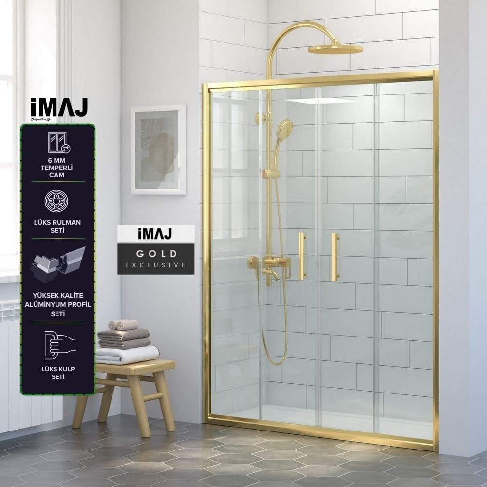 İmaj Gold Orta Açılır 2 Sabit 2 Sürgü Duşakabin