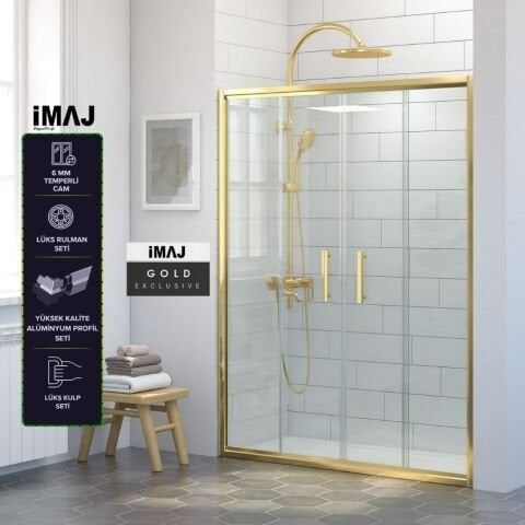 İmaj Gold Orta Açılır 2 Sabit 2 Sürgü Duşakabin