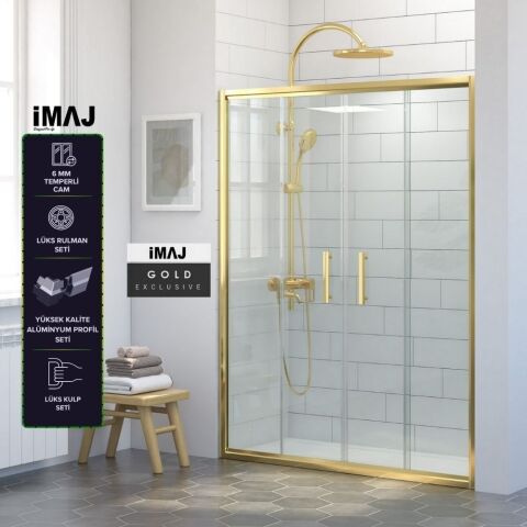 İmaj Gold Orta Açılır 2 Sabit 2 Sürgü Duşakabin