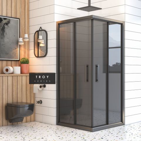 Troy Füme Cam Kare Duşakabin 115*115 H:190 - H:190 cm