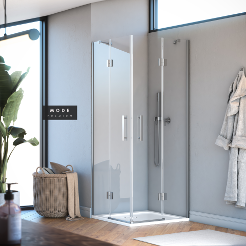 Mode Premium Menteşeli Sistem 2 Sabit 2 Açılır Köşe Duşakabin 90*90 H195