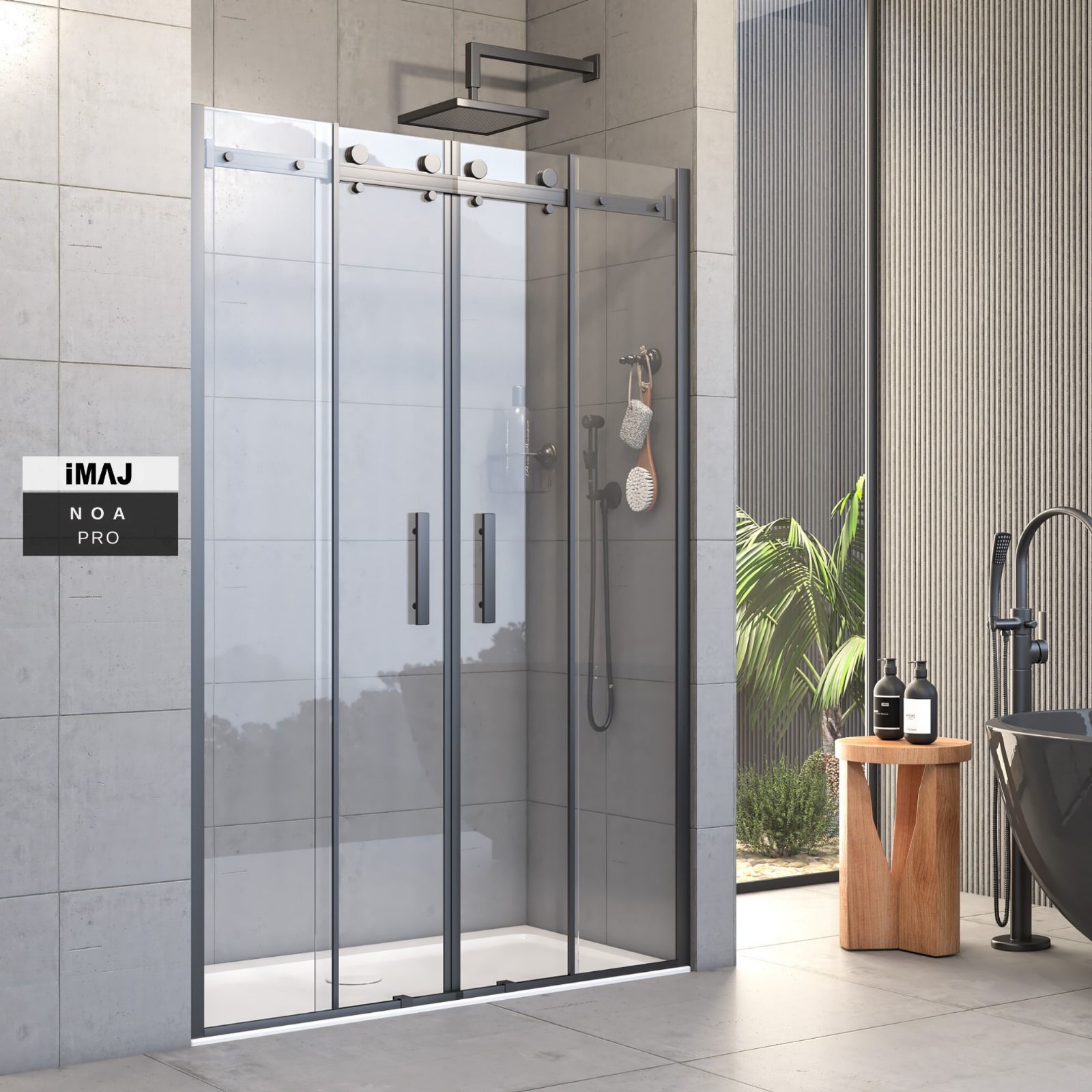 Pro Noa Orta Açılır 2 Sabit 2 Çalışır Duşakabin 169 - 6mm