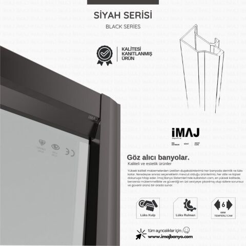 Noa Sabit Panelli Dikdörtgen Duş Kabin 100*120 H190 - H: 200 cm