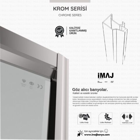 Methis İki Duvar Arası 1 Sabit 1 Sürgü Duşakabin 133 - H: 200 cm