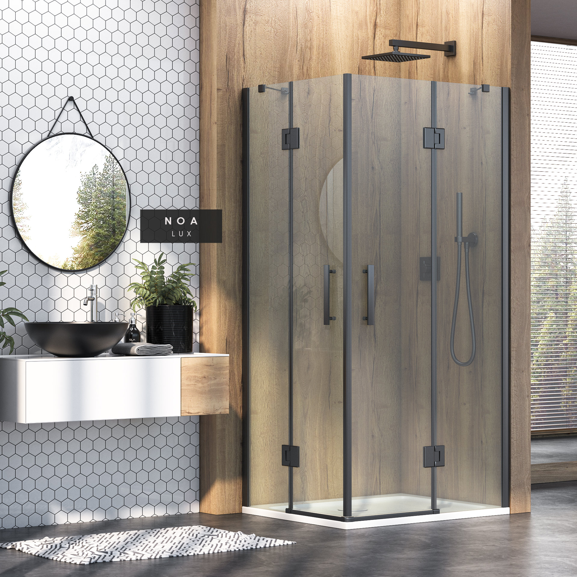 Noa Lüx Menteşeli Sistem 2 Sabit 2 Açılır Dikdörtgen Duşakabin 70*110 H195