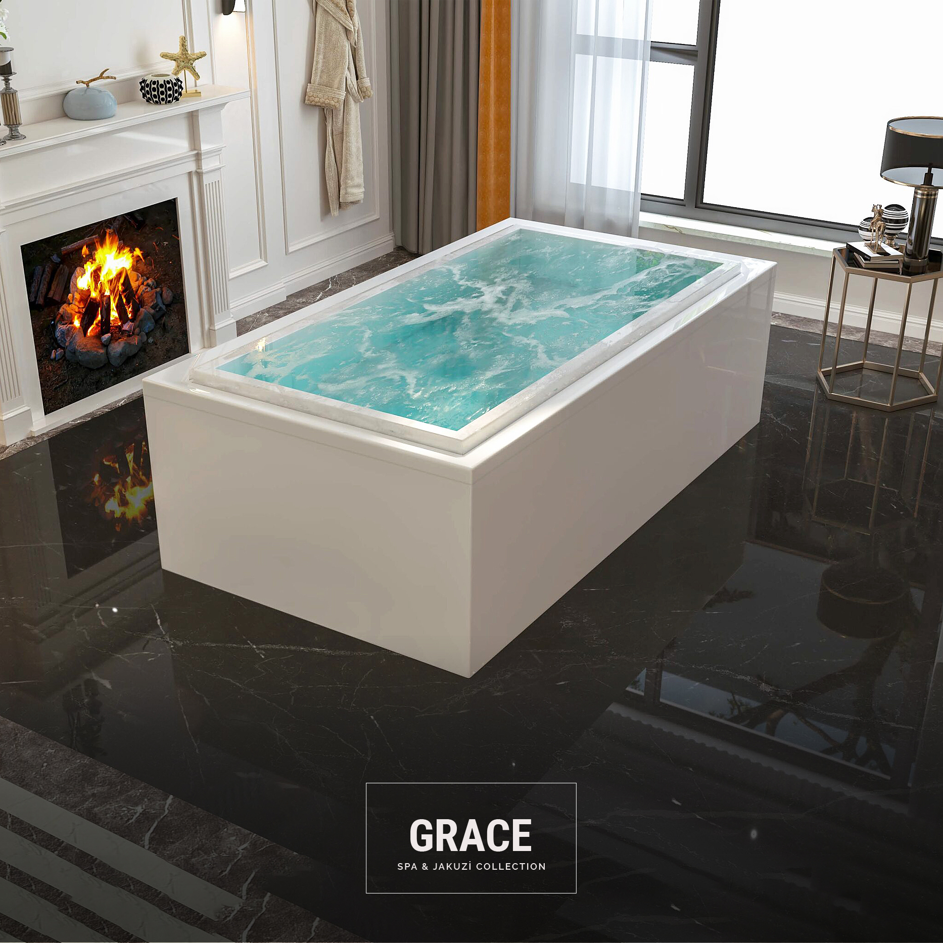 Grace Taşmalı Küvet 120x220 H:65