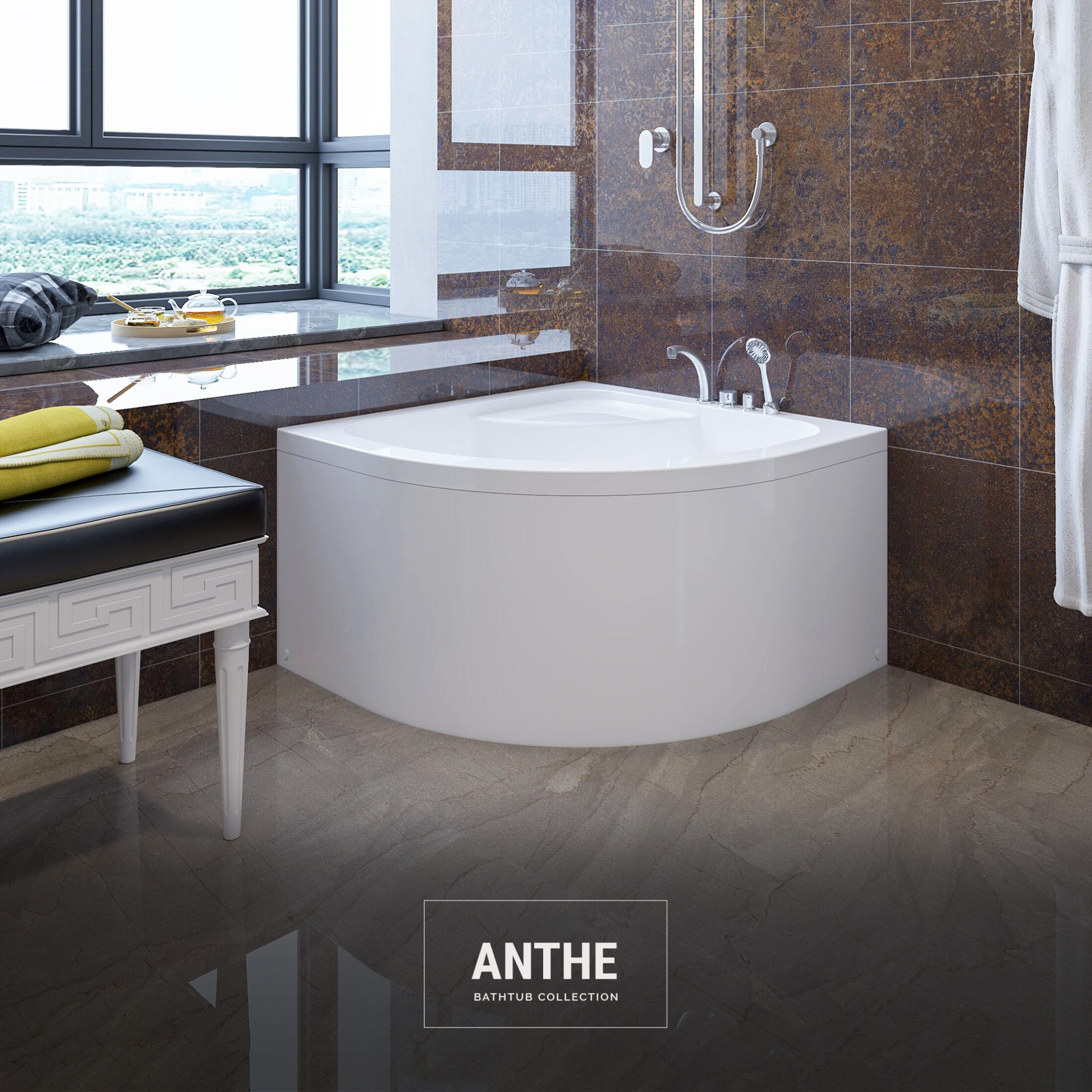 Anthe Oval Oturmalı Küvet 90*90 H:55